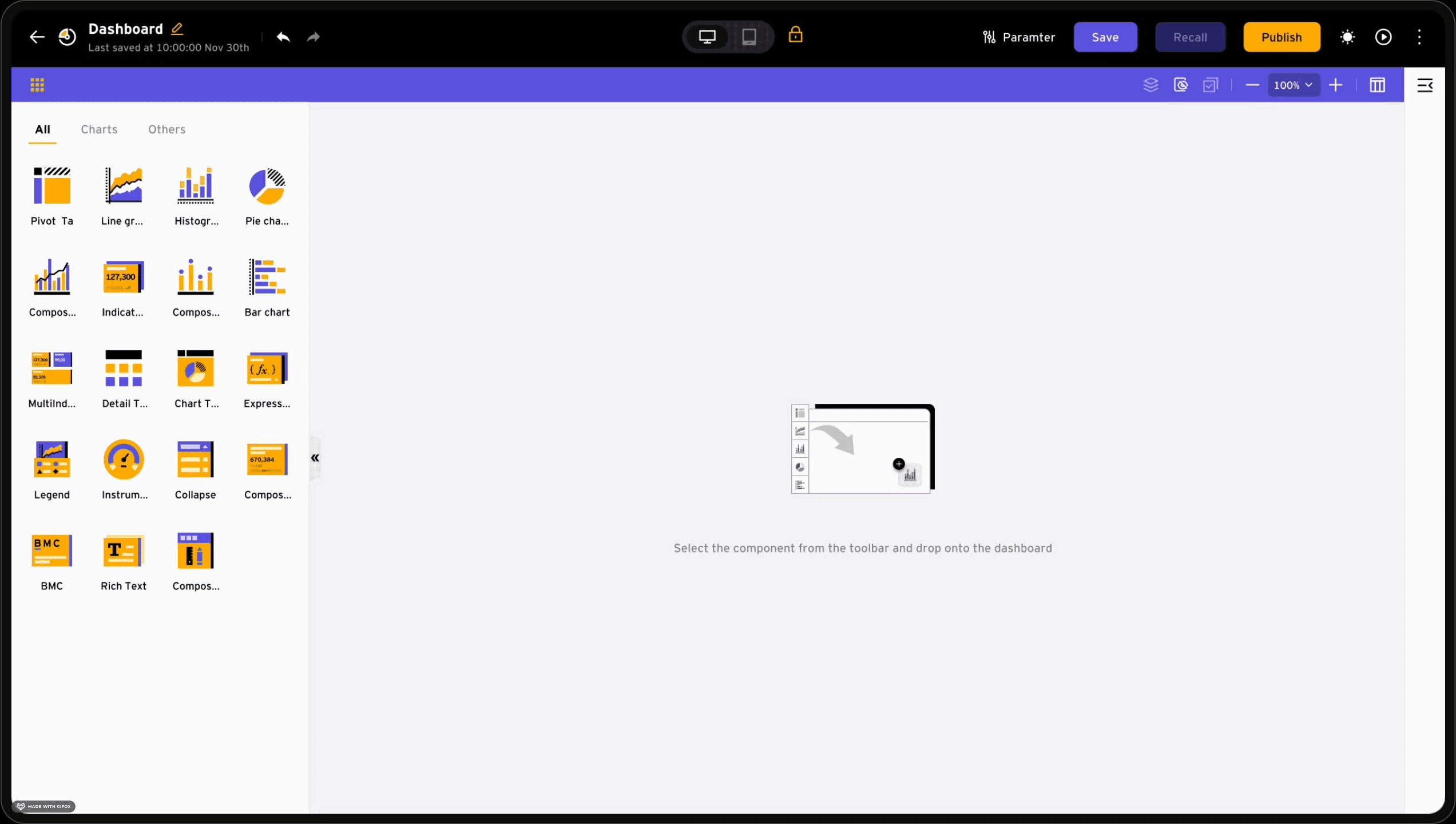 DataVizer dashboard editor animation