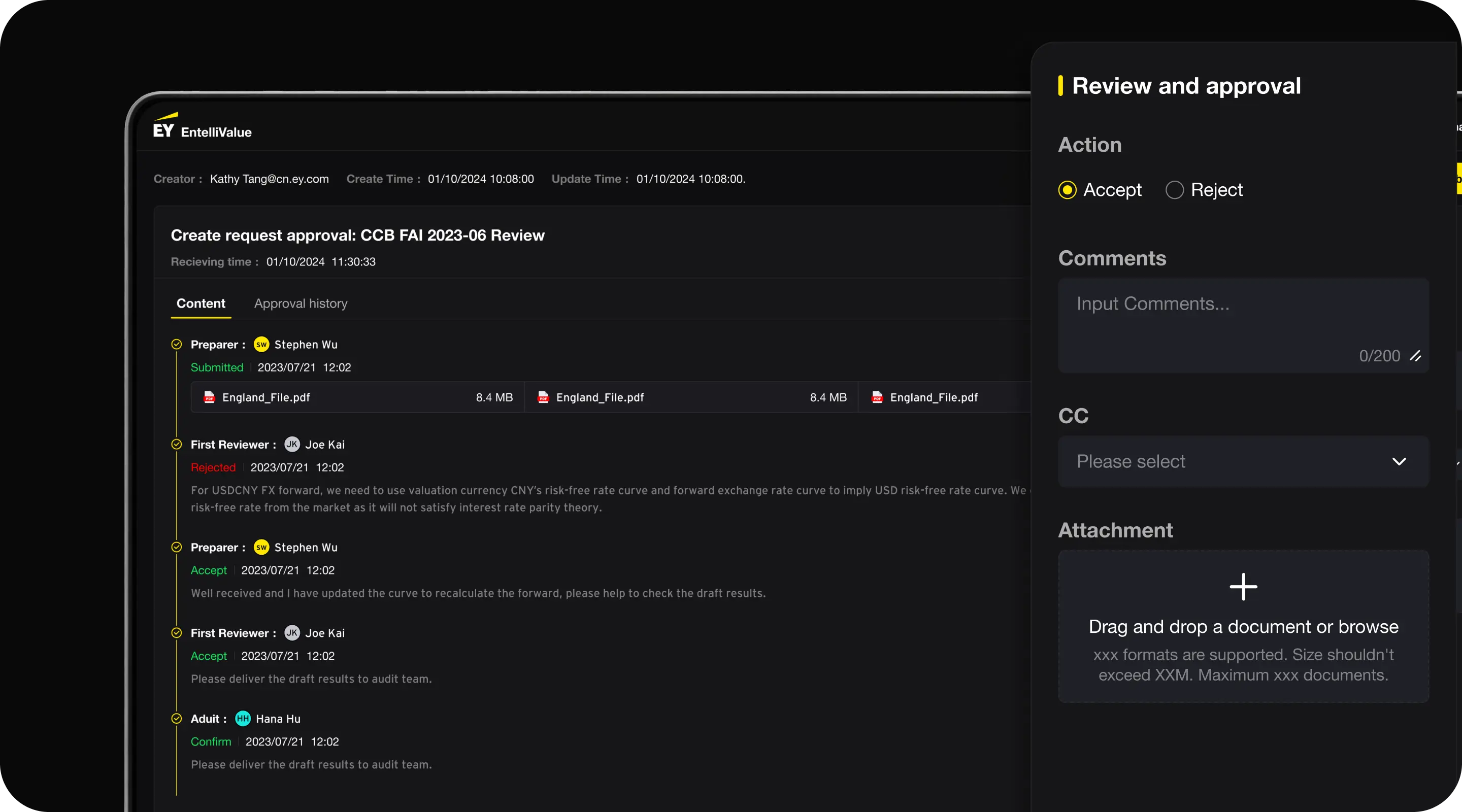 Timeline traceability and action area